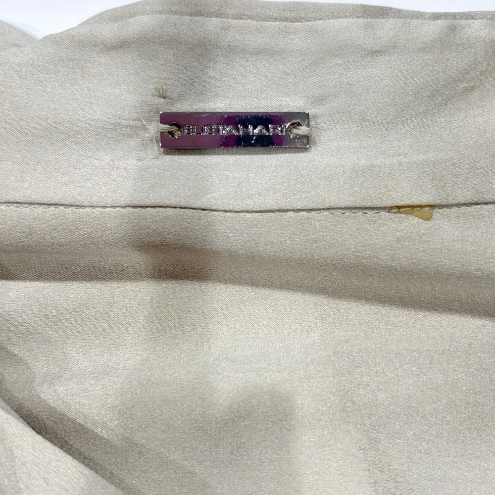 Elie Tahari Women Silk Blouse S Ivory Abstract Print Fringe High-Low Quiet Luxur - Picture 7 of 11